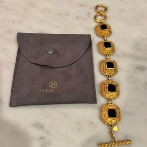 Julie Vos 24 K Gold dark blue faceted gem stones closed with toggle